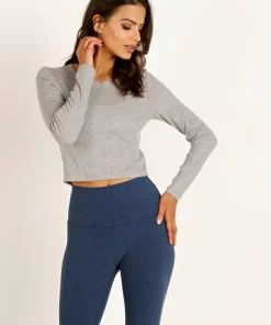 Beyond Yoga Bottoms>Keep in Line Cropped Pullover Light Heather Gray