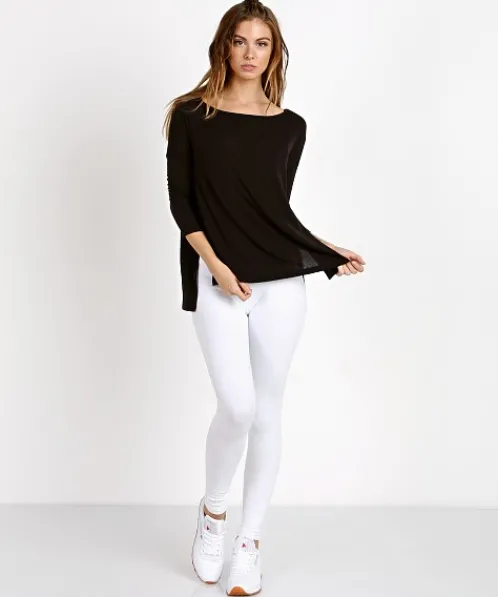 Beyond Yoga Tops>On and Off Ribbed Boxy Tunic Black