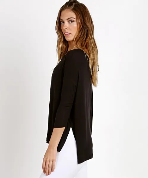 Beyond Yoga Tops>On and Off Ribbed Boxy Tunic Black