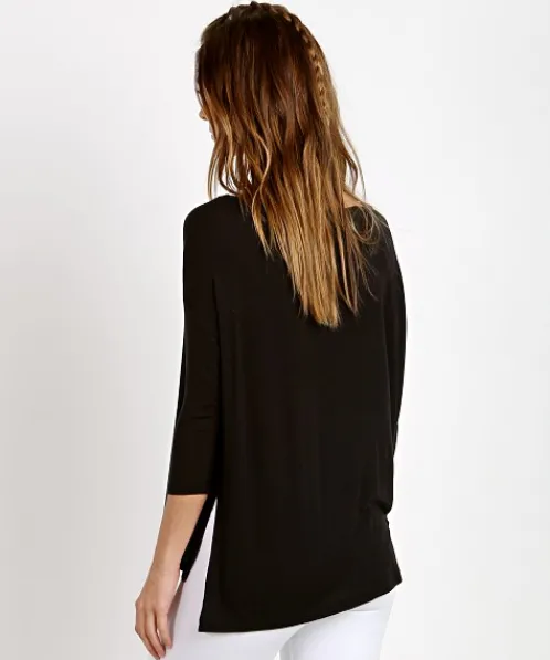 Beyond Yoga Tops>On and Off Ribbed Boxy Tunic Black