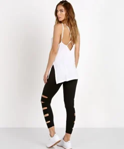 Beyond Yoga Tops>Slink or Swim Dropped X Tank White