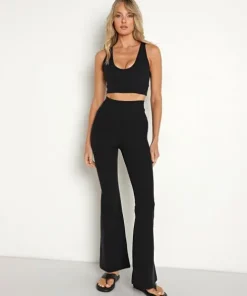 Beyond Yoga Bottoms>Spacedye All Day Flare High Waisted Pant Darkest Nig