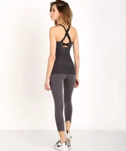 Beyond Yoga Tops>Spacedye Double Crossed Cami Black/Steel Spacedye