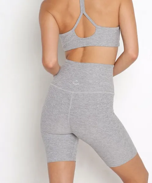 Beyond Yoga Bottoms>Spacedye High Waisted Biker Short Silver Mist