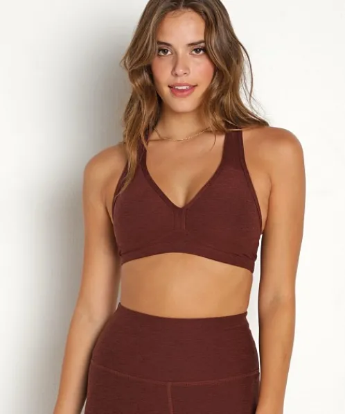 Beyond Yoga Sports Bras>Spacedye Lift Your Spirits Bra Mahogany Brown