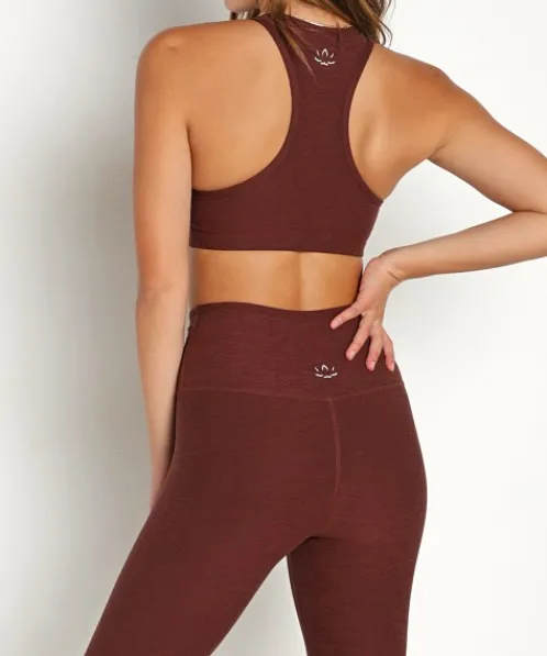 Beyond Yoga Sports Bras>Spacedye Lift Your Spirits Bra Mahogany Brown