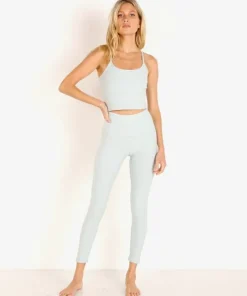 Beyond Yoga Bottoms>Spacedye Midi High Waisted Legging Aqua Mist
