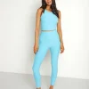 Beyond Yoga Bottoms>Spacedye Midi High Waisted Legging Capri Blue/Grotto