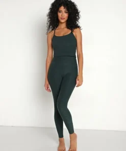 Beyond Yoga Bottoms>Spacedye Midi High Waisted Legging Forest Green-Pine