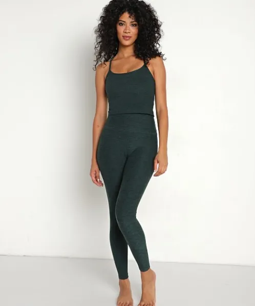 Beyond Yoga Bottoms>Spacedye Midi High Waisted Legging Forest Green-Pine