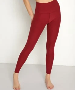 Beyond Yoga Bottoms>Spacedye Midi High Waisted Legging Garnet Red Heathe