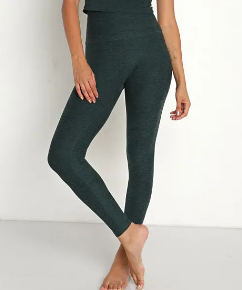 Beyond Yoga Bottoms>Spacedye Midi High Waisted Legging Forest Green-Pine