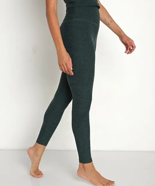 Beyond Yoga Bottoms>Spacedye Midi High Waisted Legging Forest Green-Pine