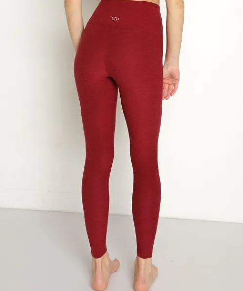 Beyond Yoga Bottoms>Spacedye Midi High Waisted Legging Garnet Red Heathe
