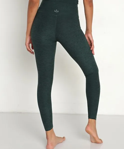 Beyond Yoga Bottoms>Spacedye Midi High Waisted Legging Forest Green-Pine