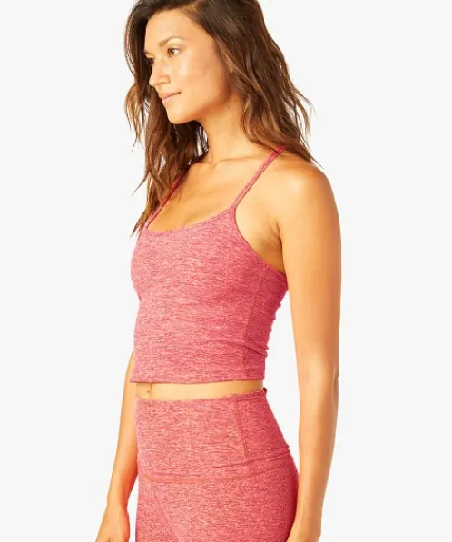 Beyond Yoga Sports Bras>Spacedye Slim Racerback Cropped Tank Raspberry Peach