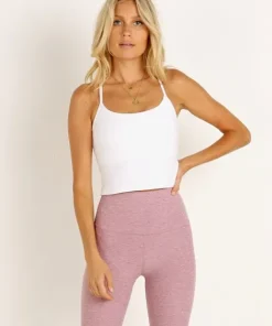 Beyond Yoga Sports Bras>Spacedye Slim Racerback Cropped Tank Cloud White
