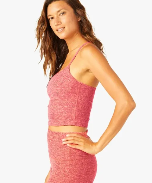 Beyond Yoga Sports Bras>Spacedye Slim Racerback Cropped Tank Raspberry Peach