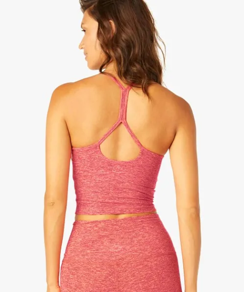 Beyond Yoga Sports Bras>Spacedye Slim Racerback Cropped Tank Raspberry Peach