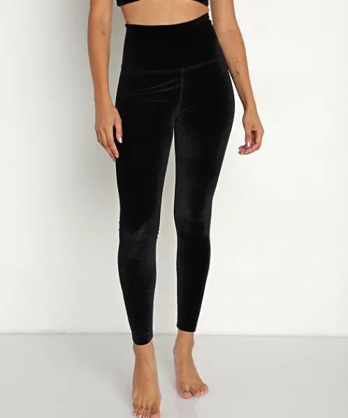 Beyond Yoga Bottoms>Velvet Motion High Waisted Midi Legging Black Velvet