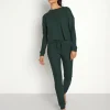 Beyond Yoga Bottoms>Waffle Living Easy Sweatpant Forest Green-Pine