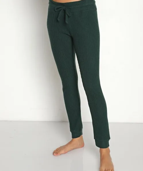 Beyond Yoga Bottoms>Waffle Living Easy Sweatpant Forest Green-Pine