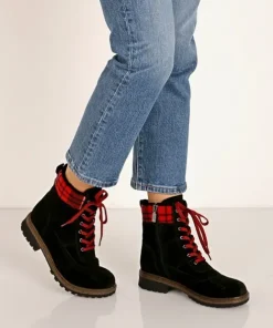Blondo Boots>Pyper Waterproof Boot Black/Red Plaid