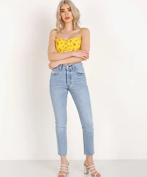 Blue Life Tops>Blossom Ruffle Bralette Wildflower Sunflower