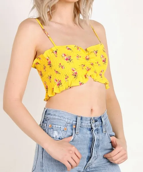 Blue Life Tops>Blossom Ruffle Bralette Wildflower Sunflower