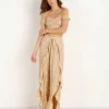 Blue Life Tops>Secret Crush Smocked Top Blushing Gardens Taupe