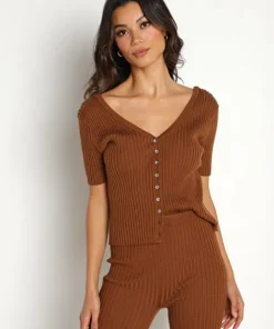 Callahan Knits>Connie Rib Knit Cardigan Root Beer