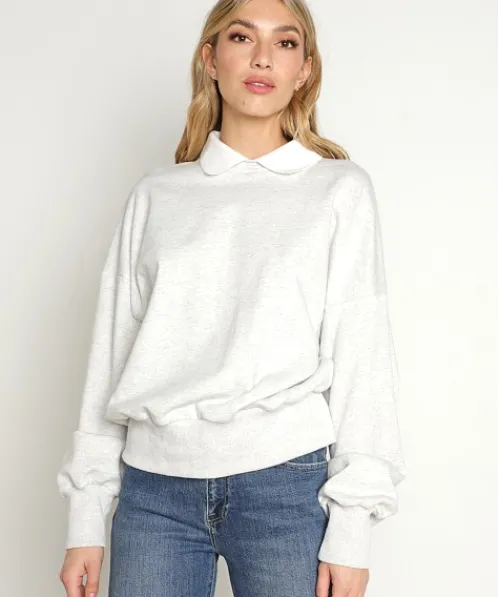 Callahan Knits>Diana Polo Sweatshirt Heather Grey