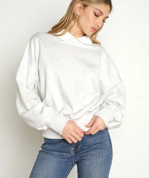 Callahan Knits>Diana Polo Sweatshirt Heather Grey