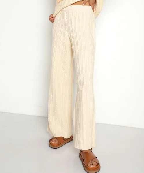 Callahan Knits | Pants>Nora Cable Knit Pant Cream