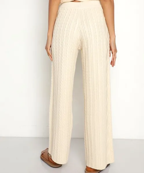 Callahan Knits | Pants>Nora Cable Knit Pant Cream