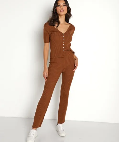 Callahan Knits | Pants>Trish Rib Knit Pant Root Beer