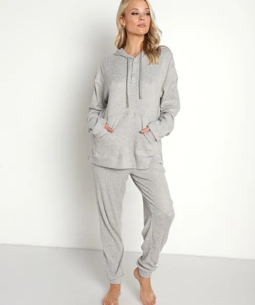 Calvin Klein Knits>Ease Long Sleeve Hoodie Grey Heather