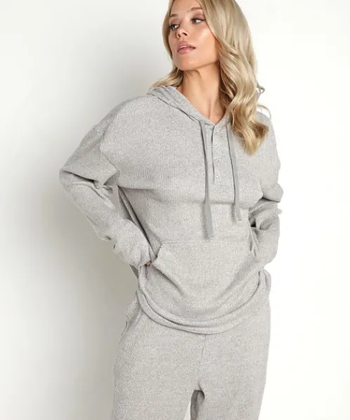 Calvin Klein Knits>Ease Long Sleeve Hoodie Grey Heather