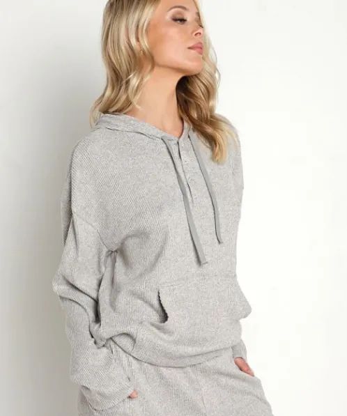 Calvin Klein Knits>Ease Long Sleeve Hoodie Grey Heather