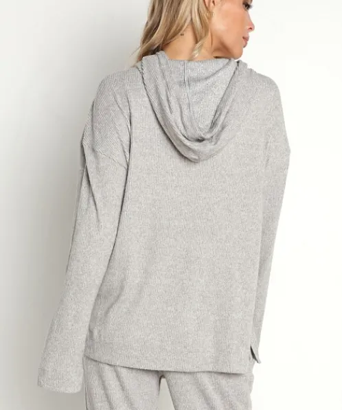 Calvin Klein Knits>Ease Long Sleeve Hoodie Grey Heather