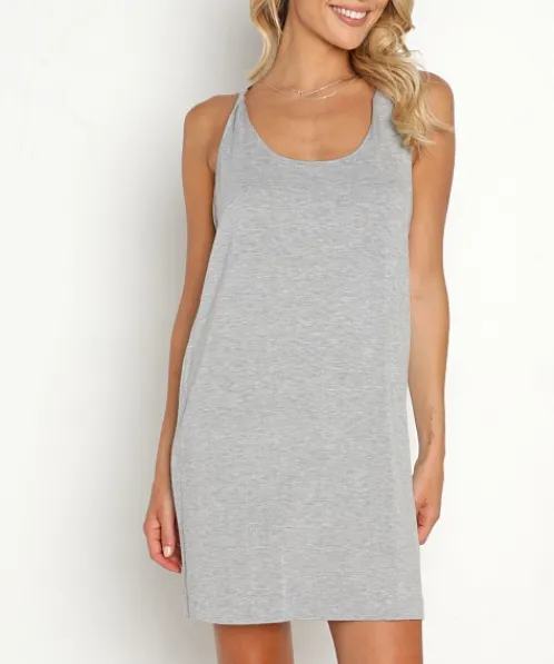 Calvin Klein Chemises>Pure Rib Sleeveless Nightshirt Grey Heather