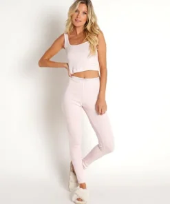 Calvin Klein Pants>Pure Ribbed Legging Barley Pink