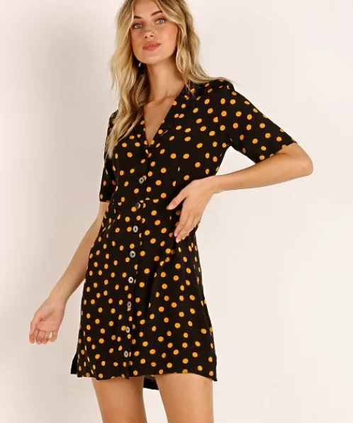 Capulet Dresses>Lelaina Dress Gold Dot