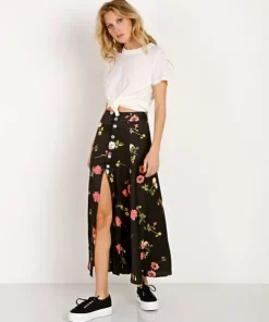 Capulet Skirts>Madie Midi Skirt Black Floral