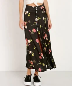 Capulet Skirts>Madie Midi Skirt Black Floral