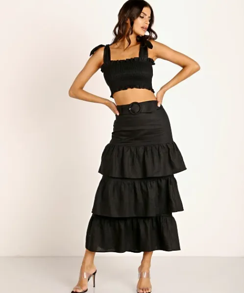 Capulet Tops>Mckenna Smocked Top Black