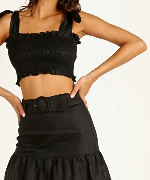Capulet Tops>Mckenna Smocked Top Black