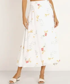 Capulet Skirts>Thea Midi Skirt Cream Floral