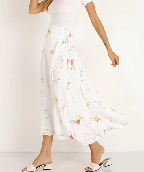 Capulet Skirts>Thea Midi Skirt Cream Floral