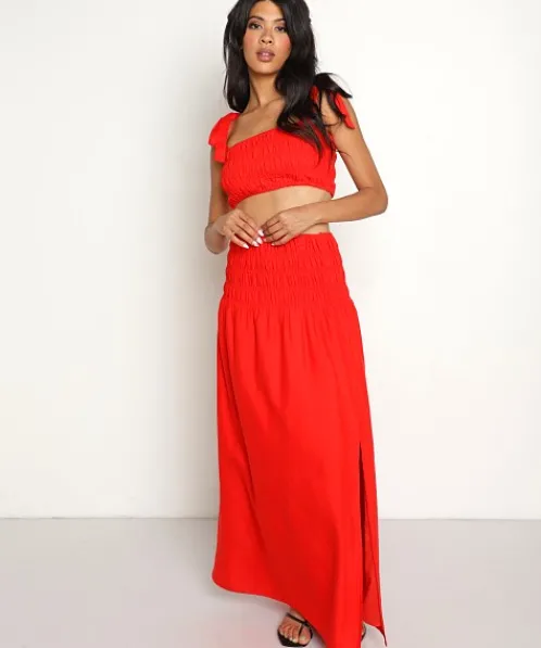 Charlie Holiday Skirts>Marsha Maxi Skirt Fiery Orange